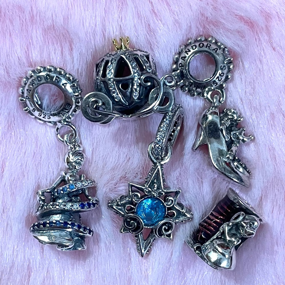 5 Charm S925 Ale Disney Princess Cinderella Collection Charm Bundle Set